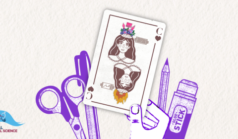 illustration craft materials and playing card