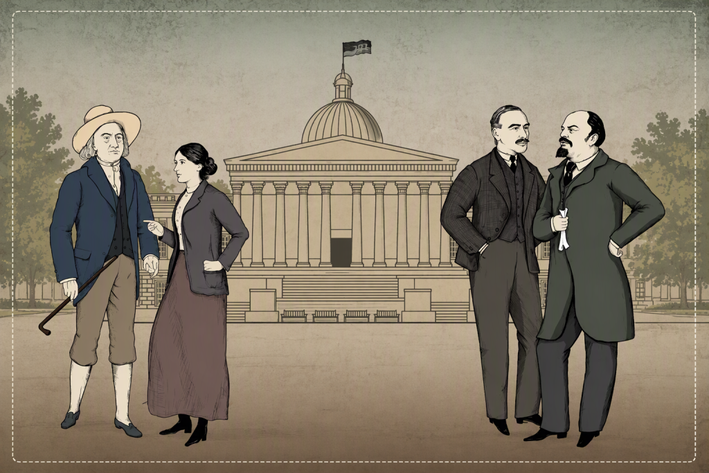 An illustration of 4 figures from history