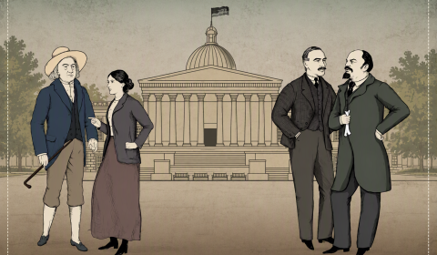 An illustration of 4 figures from history