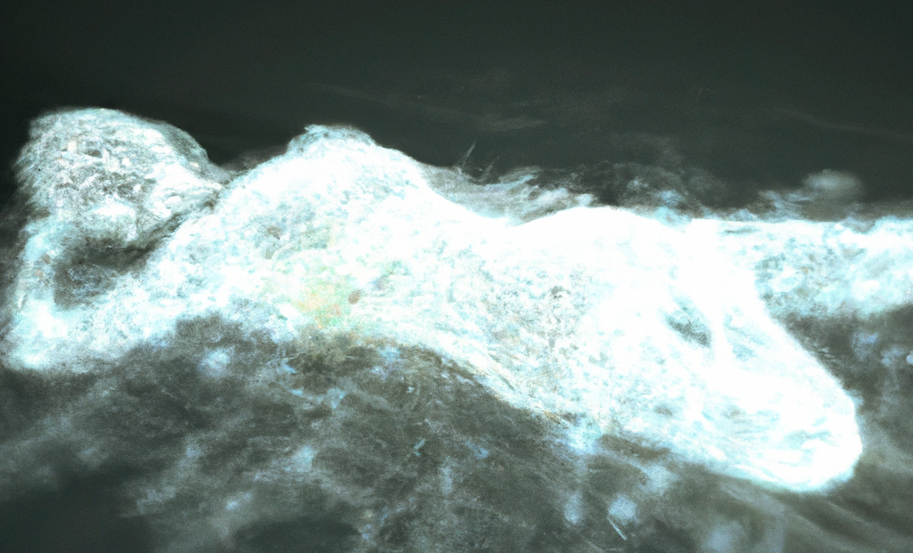 An abstract image of a woman lying down rendered in light waves